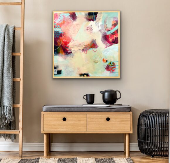 photo of abstract painting "where there's a will" in situ