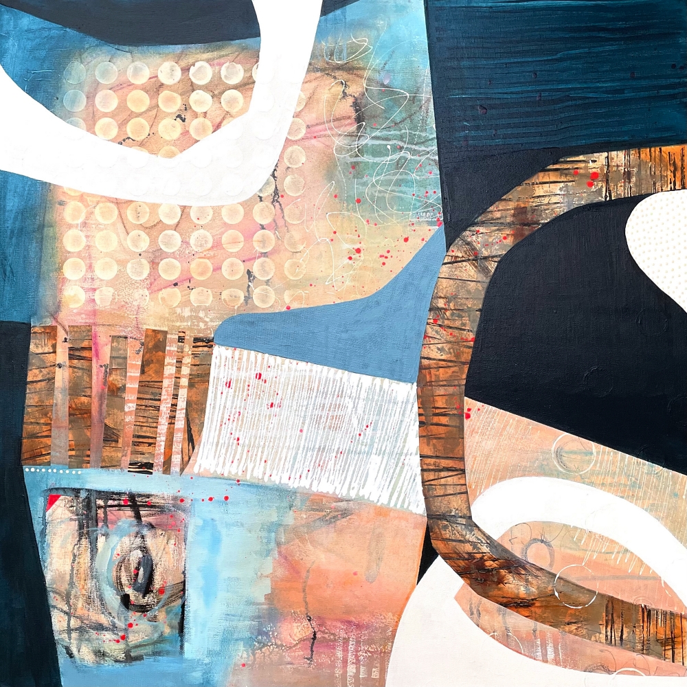 'Blue geometric abstract' painting - Image 10