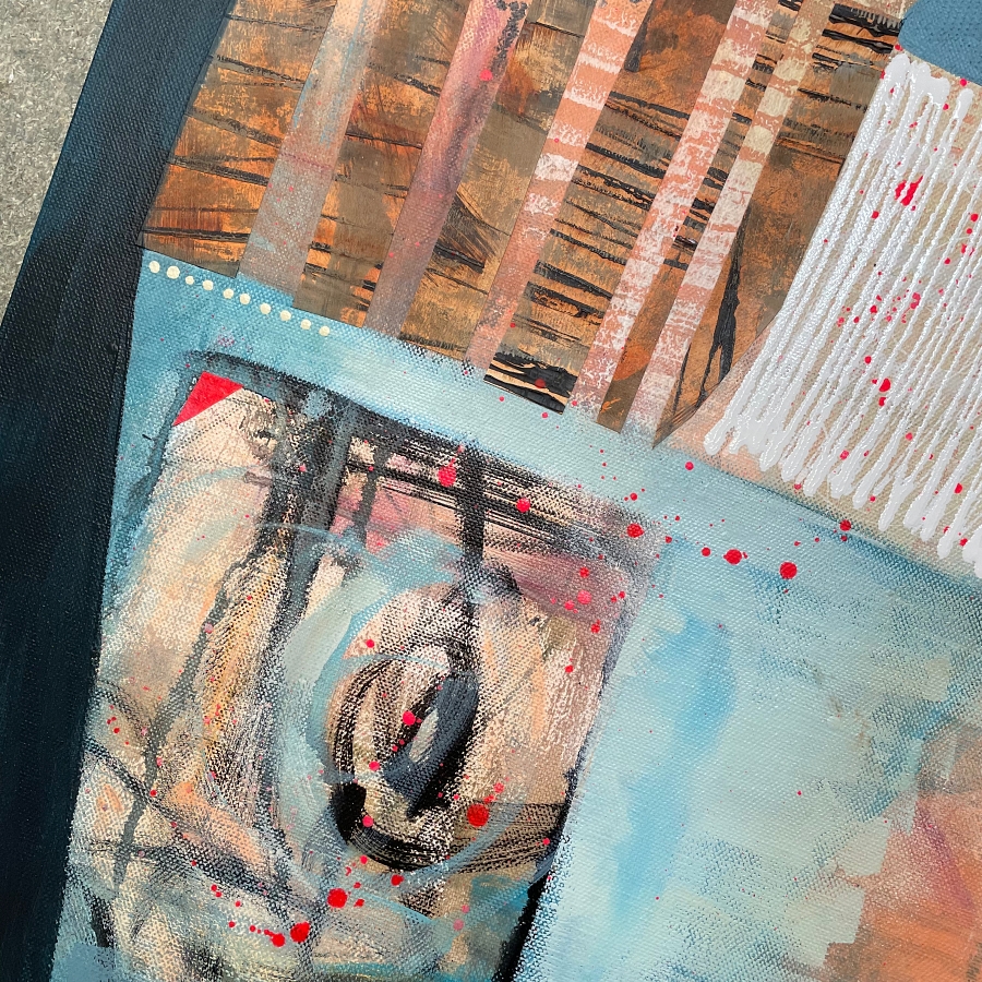 'Blue geometric abstract' painting - Image 7