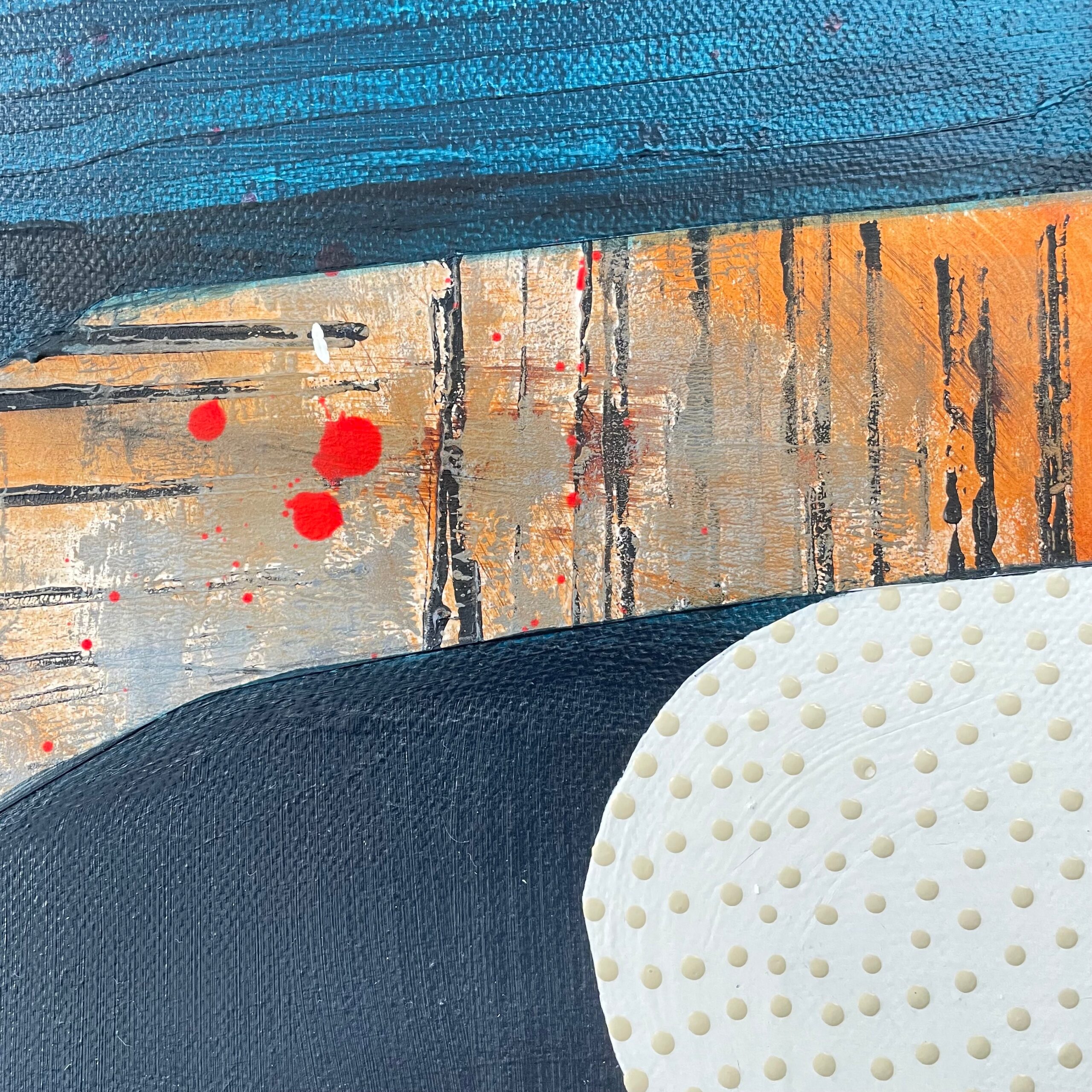 'Blue geometric abstract' painting - Image 2