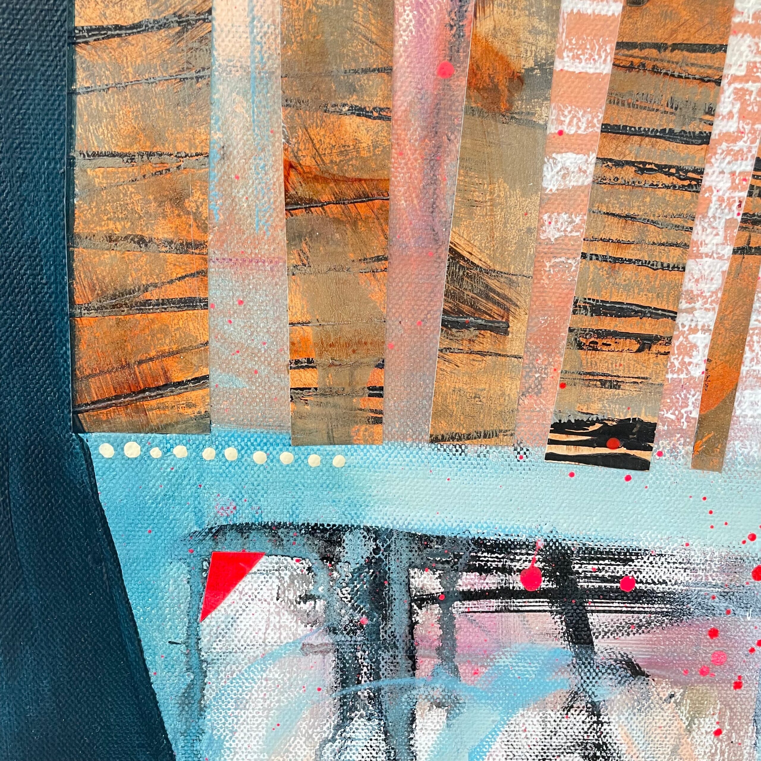 'Blue geometric abstract' painting - Image 3