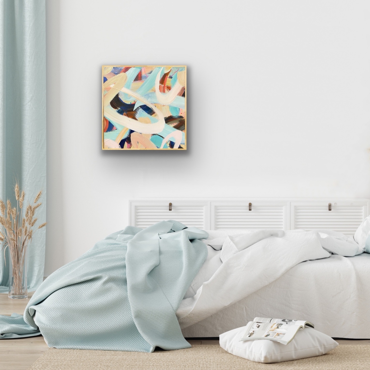 Twist & Shout abstract painting on a bedroom wall
