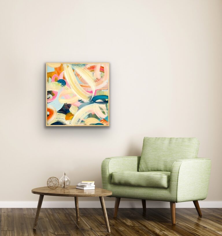 Picture of colourful abstract canvas art print in situ