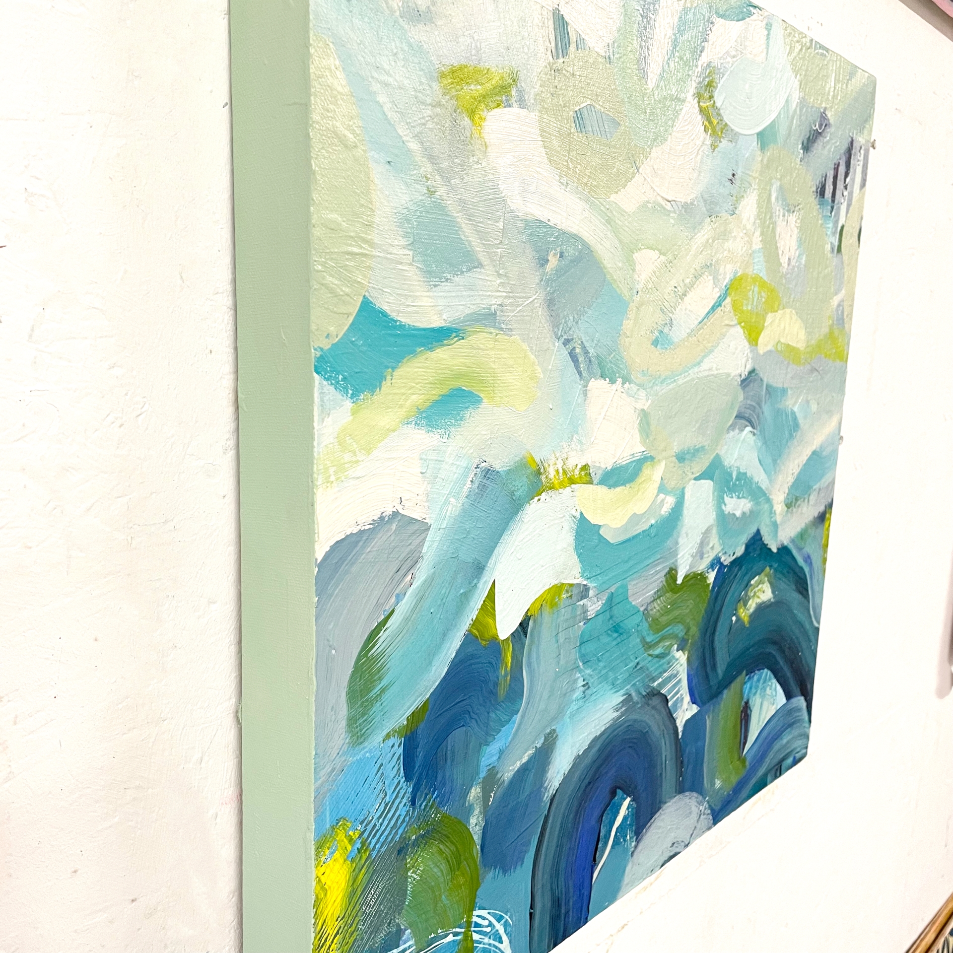 "Outward Expression" painting, abstract blue and aqua - Image 3