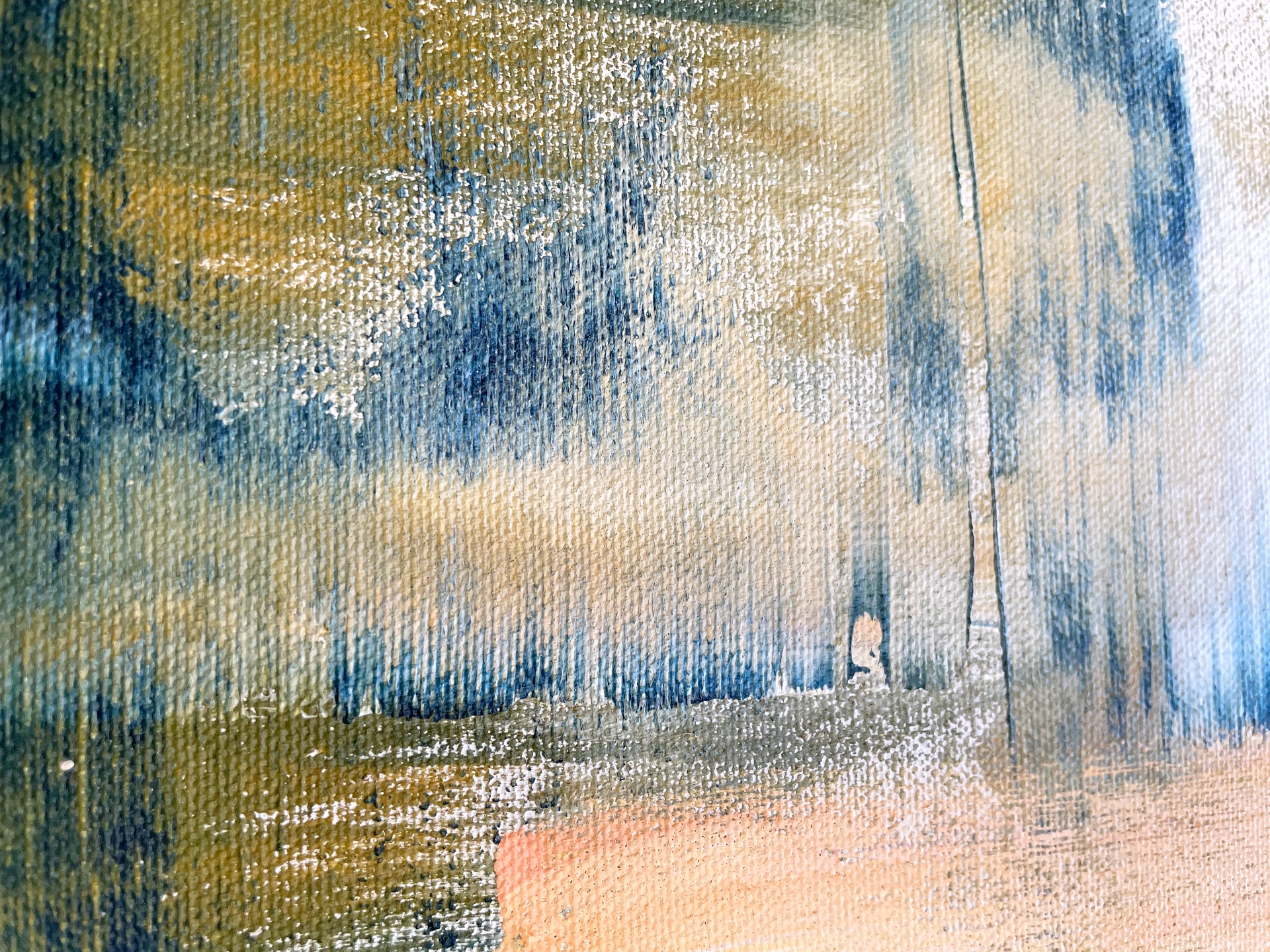 close up of Red Moon Rising, a modern abstract painting