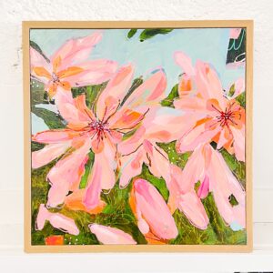 'Apricot Skies' Painting - framed abstract floral