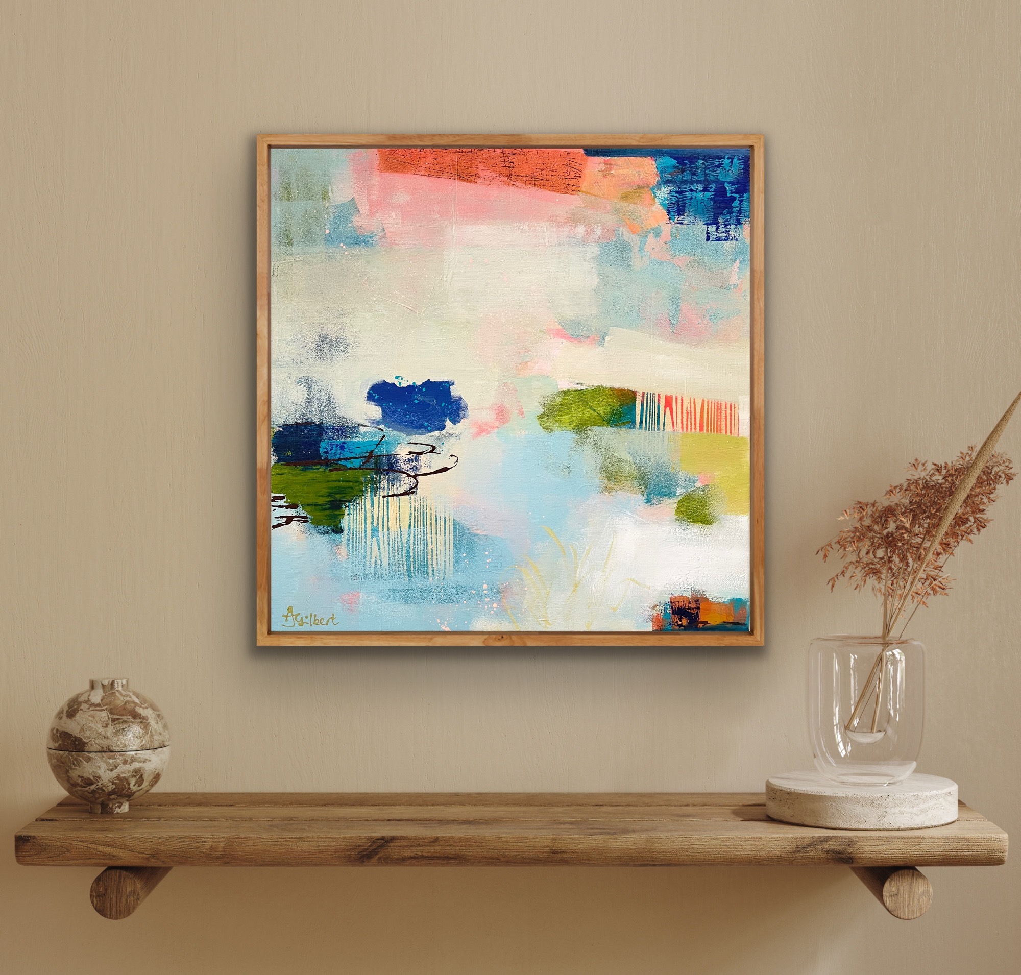 Image of abstract Canvas Art Print 'Lost in the Moment" in situ