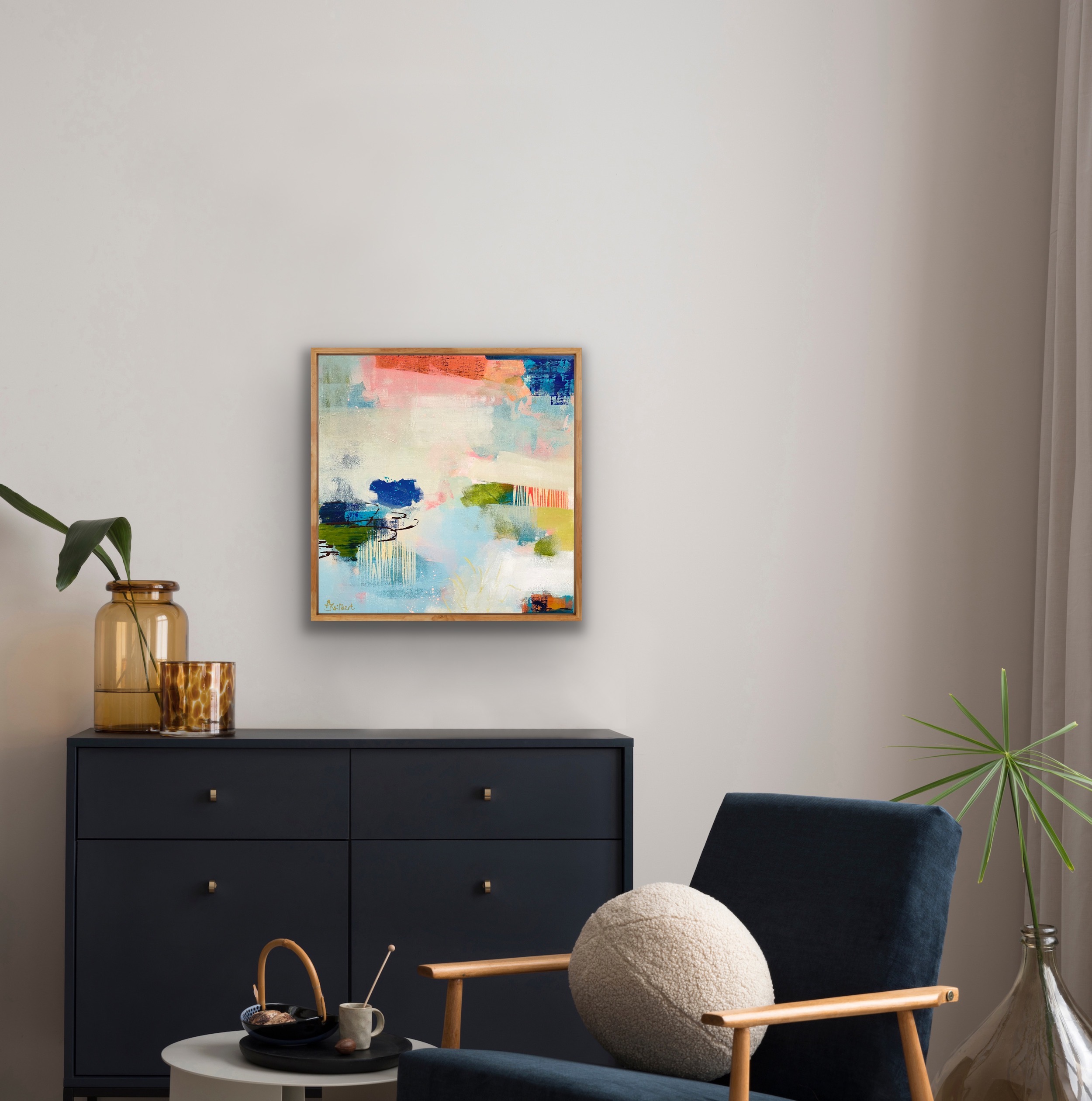 Image of abstract Canvas Art Print 'Lost in the Moment" in situ