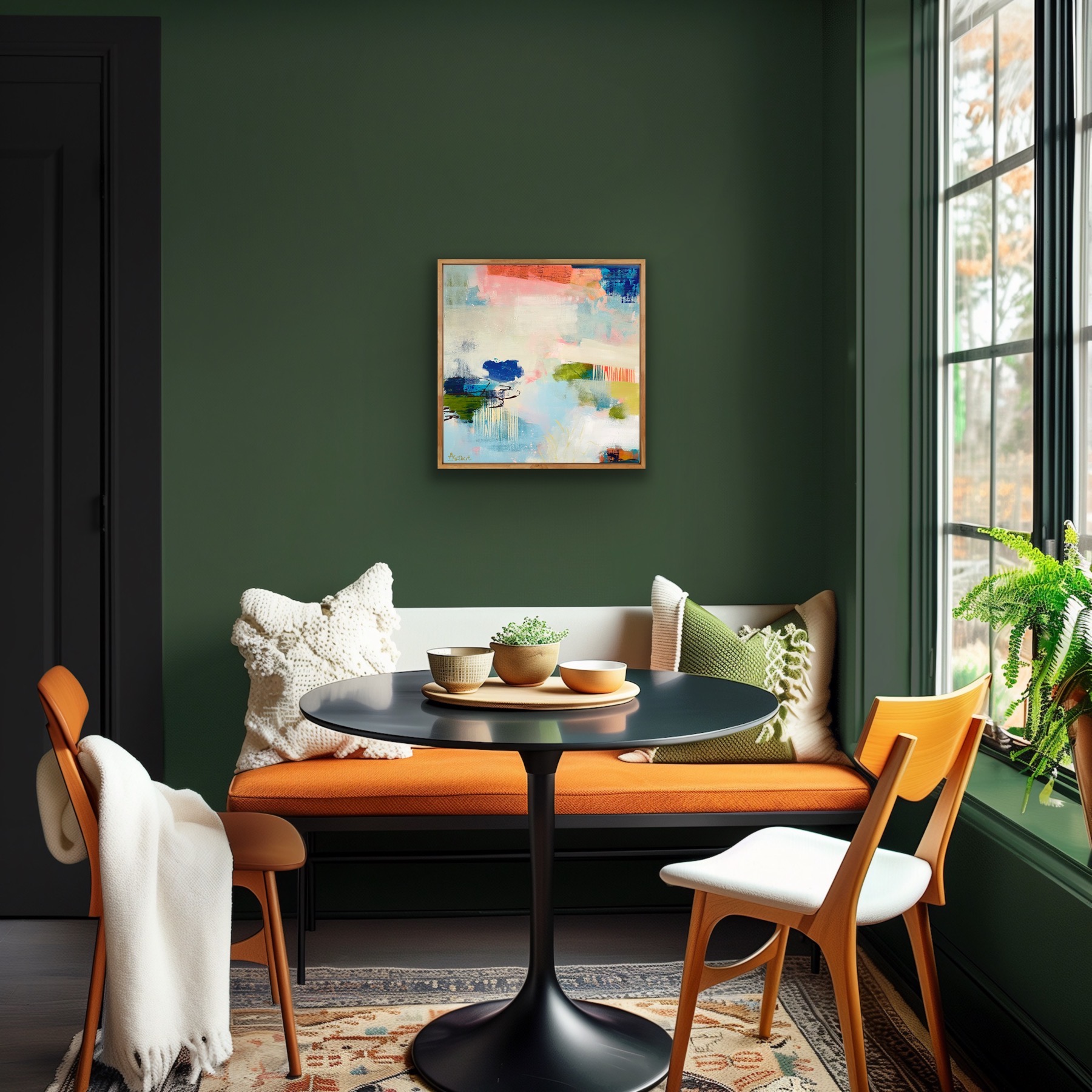 Image of abstract Canvas Art Print 'Lost in the Moment" in situ